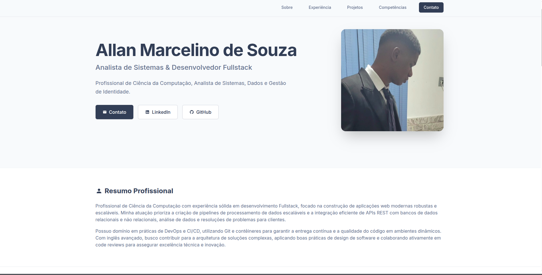 Dashboard de Currículo Pessoal